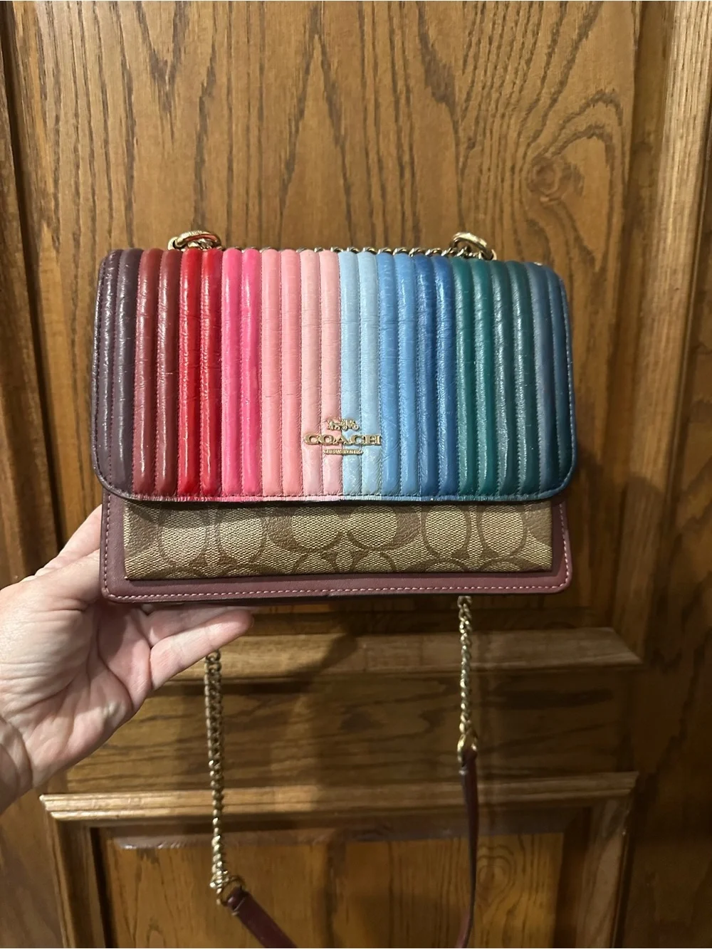 Coach Klare Limited Edition Rainbow Quilted Leather Crossbody / Clutch